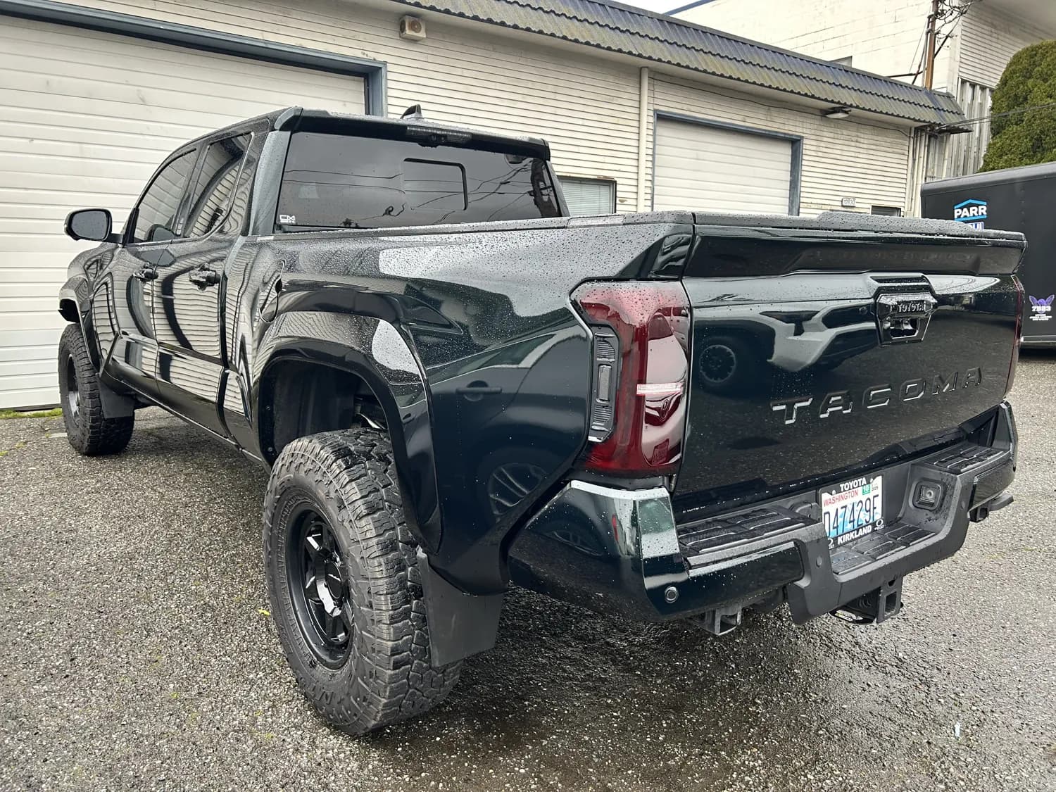 Pickup truck refinished in the shop.