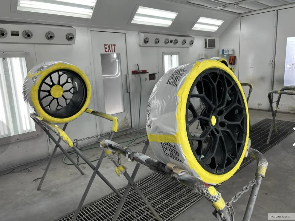 Refinished wheel and tire.